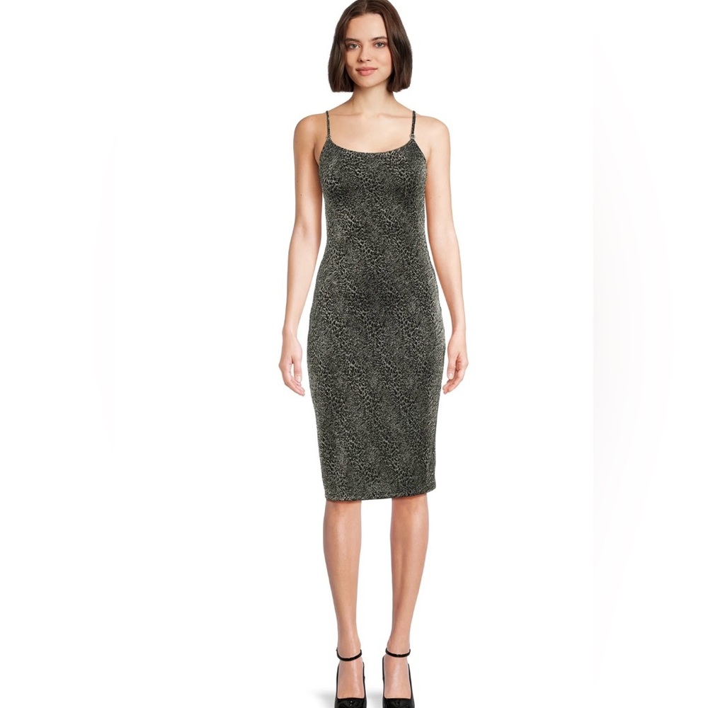 Sparkle Black Leopard Metallic Midi Dress - Picture 3 of 6